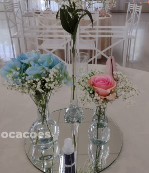 Trio de Vidros Para Mesa de Convidados - Neide Locações pegue e Monte 