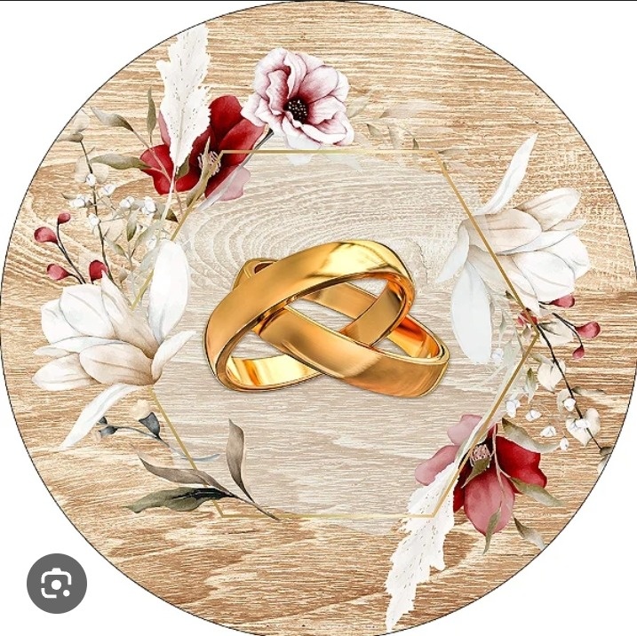 Capa Painel Redondo - Par de Alianças - Noivado Casamento Bodas - Neide Locações pegue e Monte 