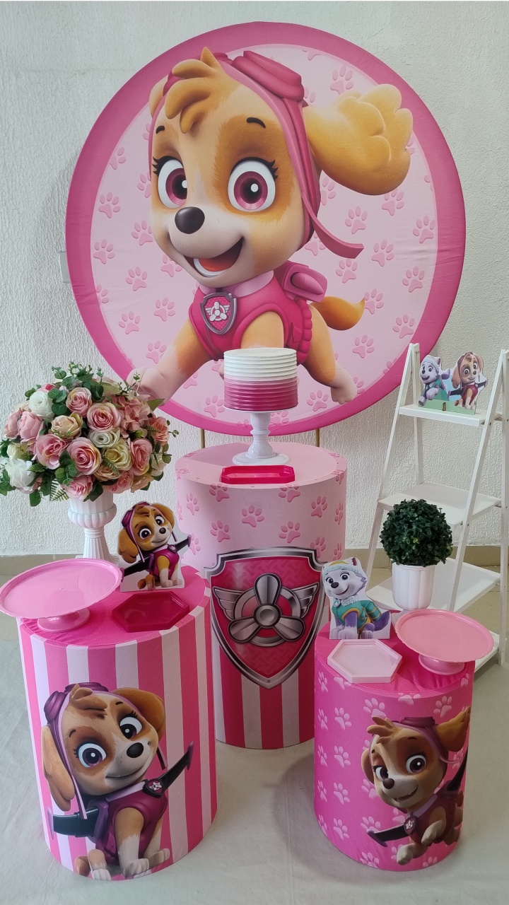 Kit Pegue E Monte Com Escadinha E Displays Skye Patrulha Canina - Clássico - Neide Locações pegue e Monte 