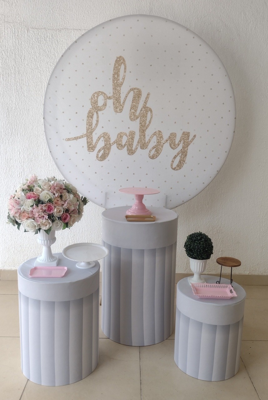 Kit Pegue E Monte Chá de Bebê Menina Oh Baby Rosa - Tradicional - Neide Locações pegue e Monte 