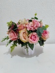 Centro de Mesa Em Vaso de Acrílico Com Flores Permanentes Rosa E Branco - imagem 1