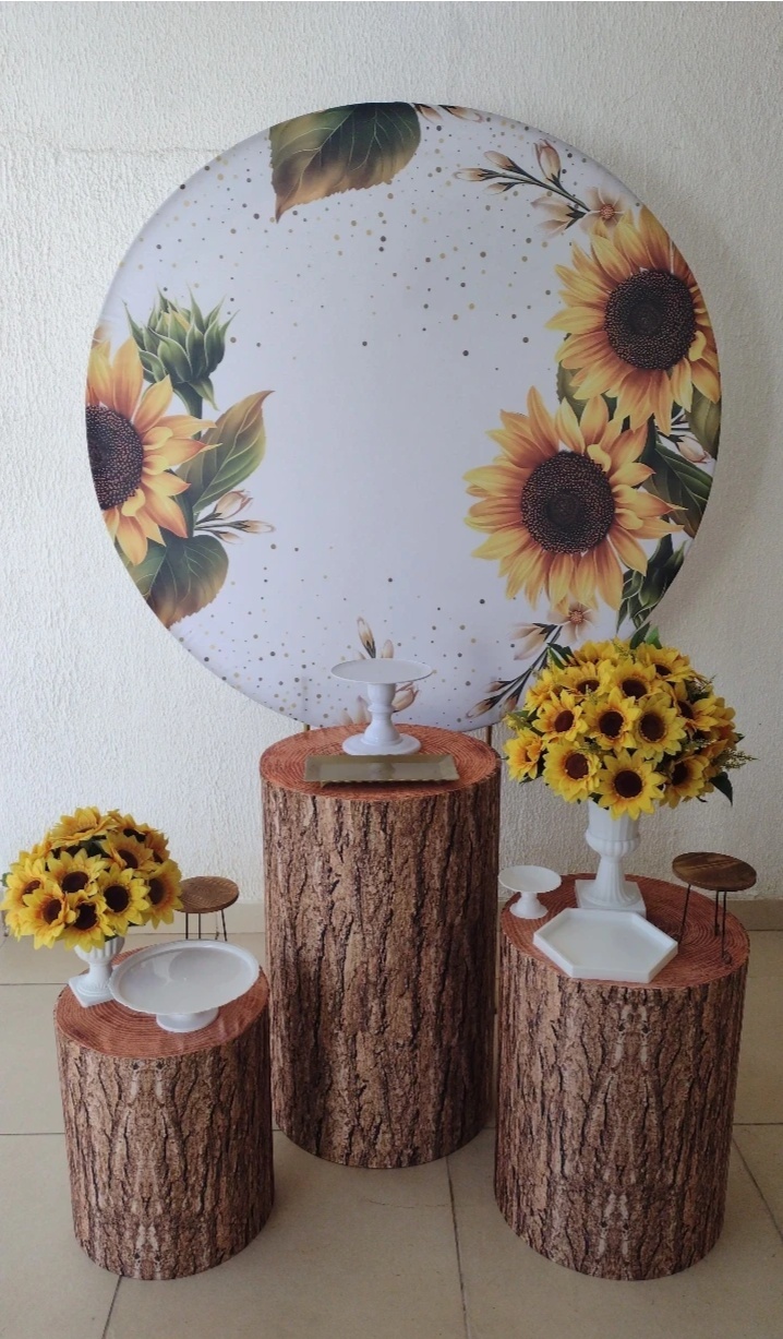 Kit Pegue E Monte Comemorações Feminino Adulto Girassol Fundo Branco - Tradicional - Neide Locações pegue e Monte 