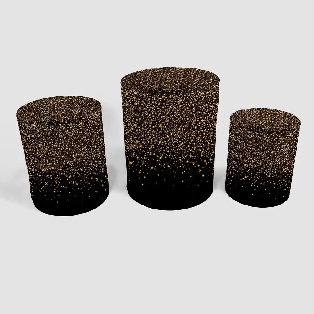 Capa Trio Cilindros Glitter Preto - Neide Locações pegue e Monte 