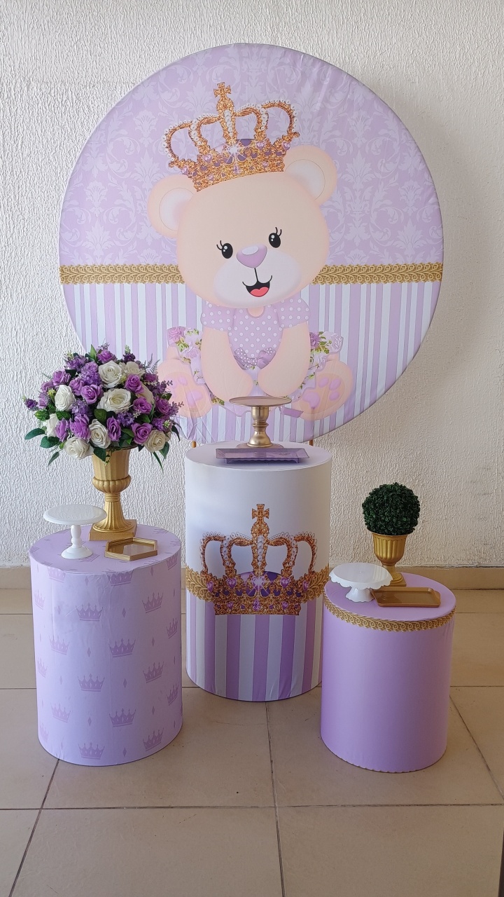 Kit Pegue E Monte Chá de Bebê Menina Ursinha Lilás - Tradicional - Neide Locações pegue e Monte 
