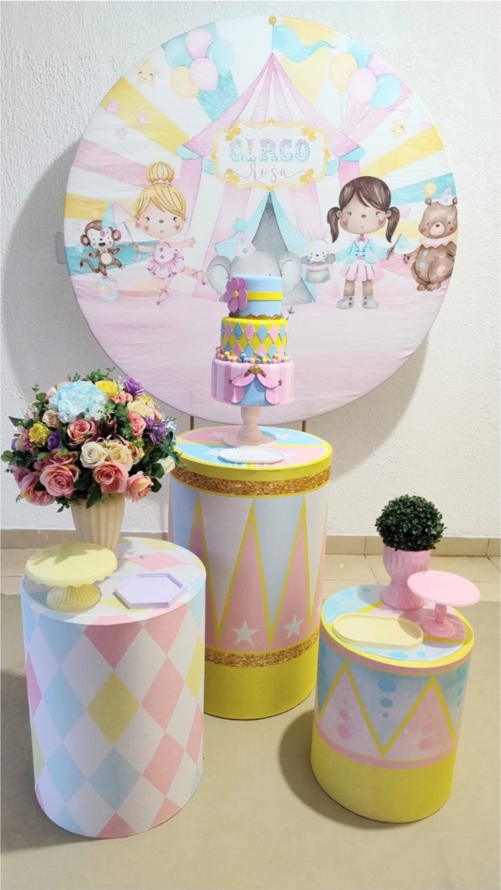 Kit Pegue E Monte Circo Rosa - Clássico - Neide Locações pegue e Monte 