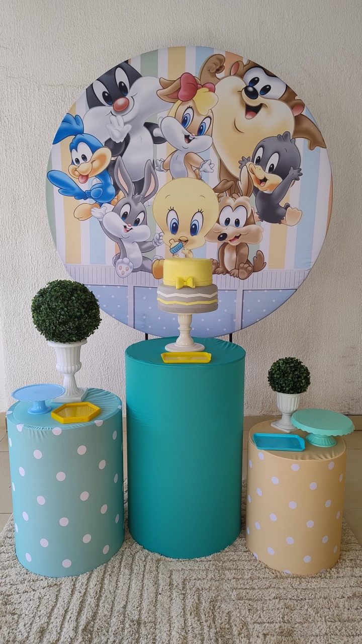 Kit Pegue E Monte Chá de Bebê Looney Tunes Baby - Clássico - Neide Locações pegue e Monte 