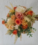 Buquê de Noiva Com Flores Artificiais Composto Por Rosas, Dálias, Hortências E Capim Estilo Seco Para Cerimônias de Casamento - imagem 5
