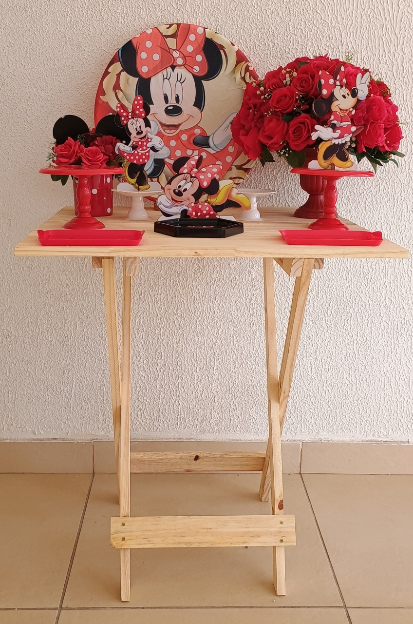 Mini Kit - Festa Na Mesa - Minnie Vermelho - Neide Locações pegue e Monte 