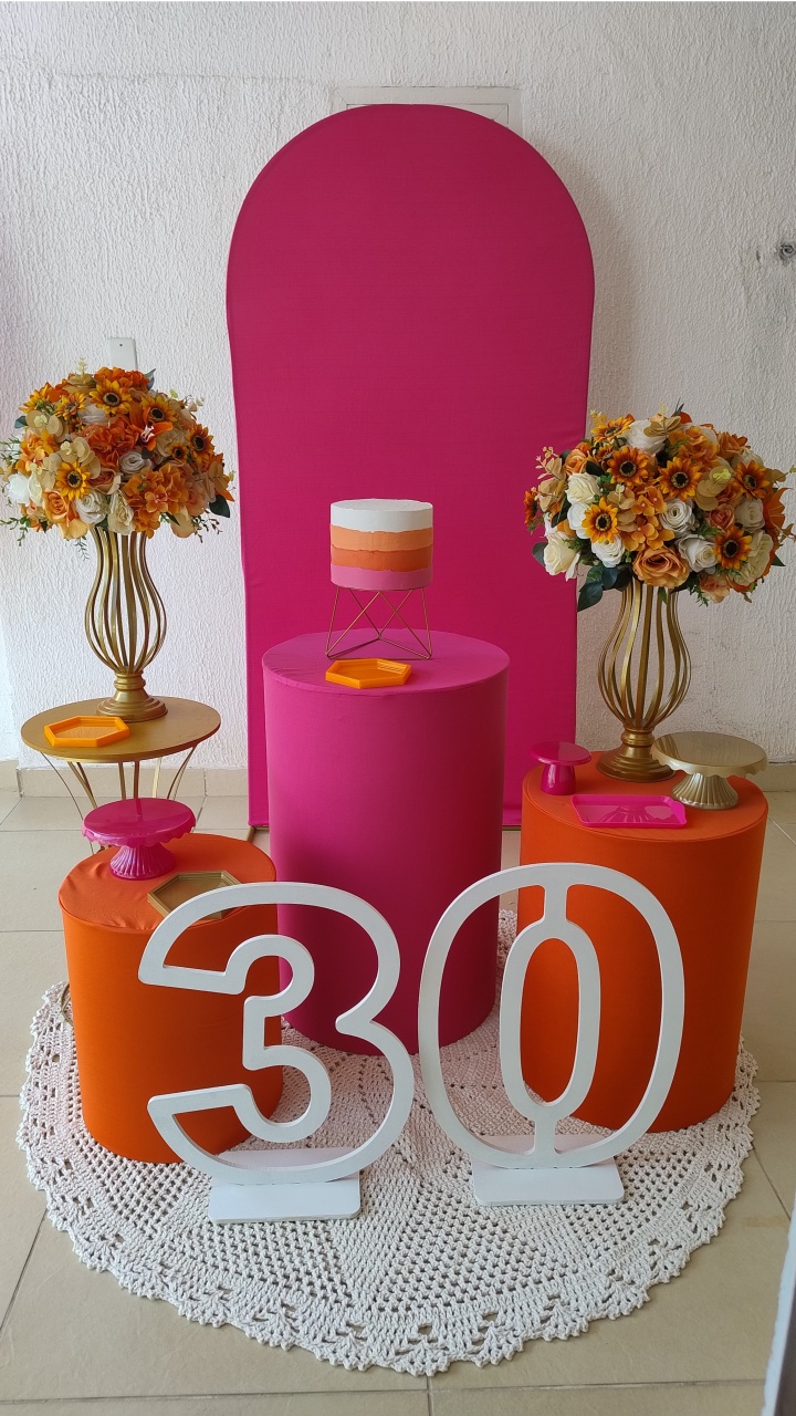 Kit Pegue E Monte Laranja E Pink Tardezinha Com Números Em Mdf - Neide Locações pegue e Monte 