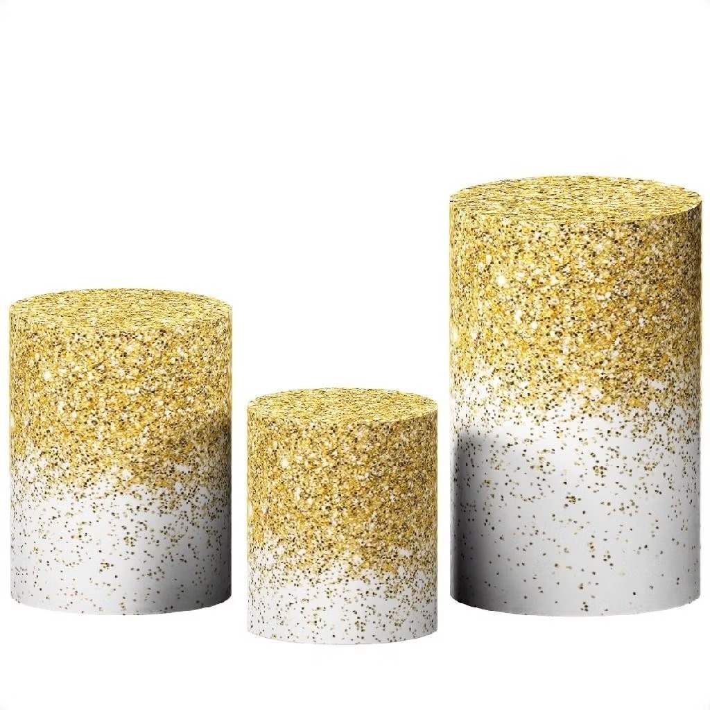 Capa Trio Cilindros Glitter Branco - Neide Locações pegue e Monte 