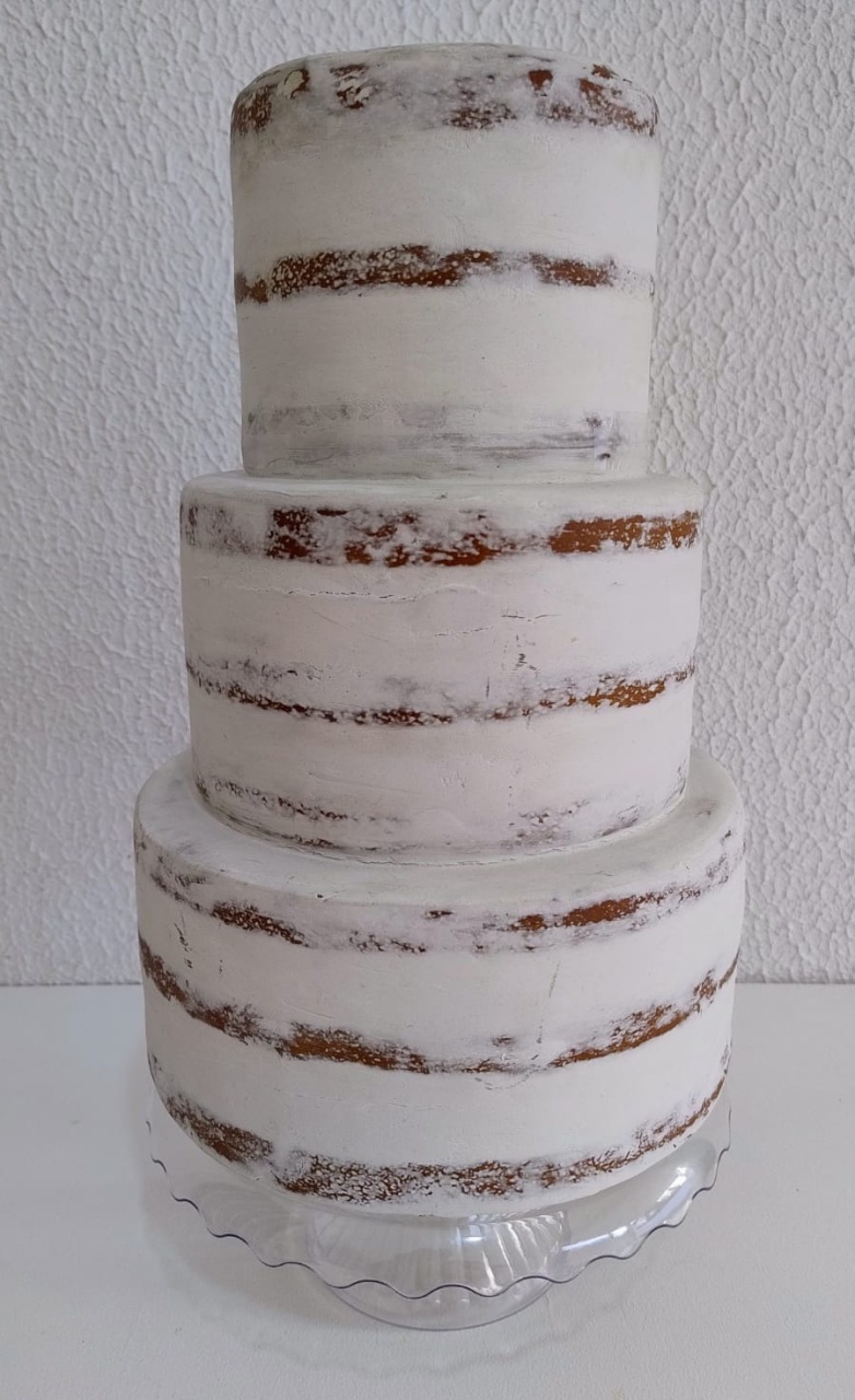 Bolo Cenográfico Noivado Casamento Bodas Semi Naked Cake - Neide Locações pegue e Monte 