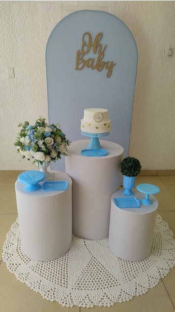 Kit Pegue E Monte Clean Oh Baby Azul Com Cilindros Capa Lisa Branca - Neide Locações pegue e Monte 