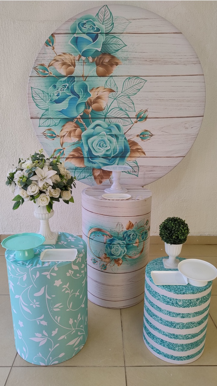 Kit Pegue E Monte Intimista Romântico Floral Azul Tiffany Para Casamento Noivado Bodas Aniversário - Tradicional - Neide Locações pegue e Monte 