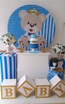 Kit Pegue E Monte Chá de Bebê Menino Urso Realeza Azul Claro Com Cubo Baby - Luxo - imagem 1