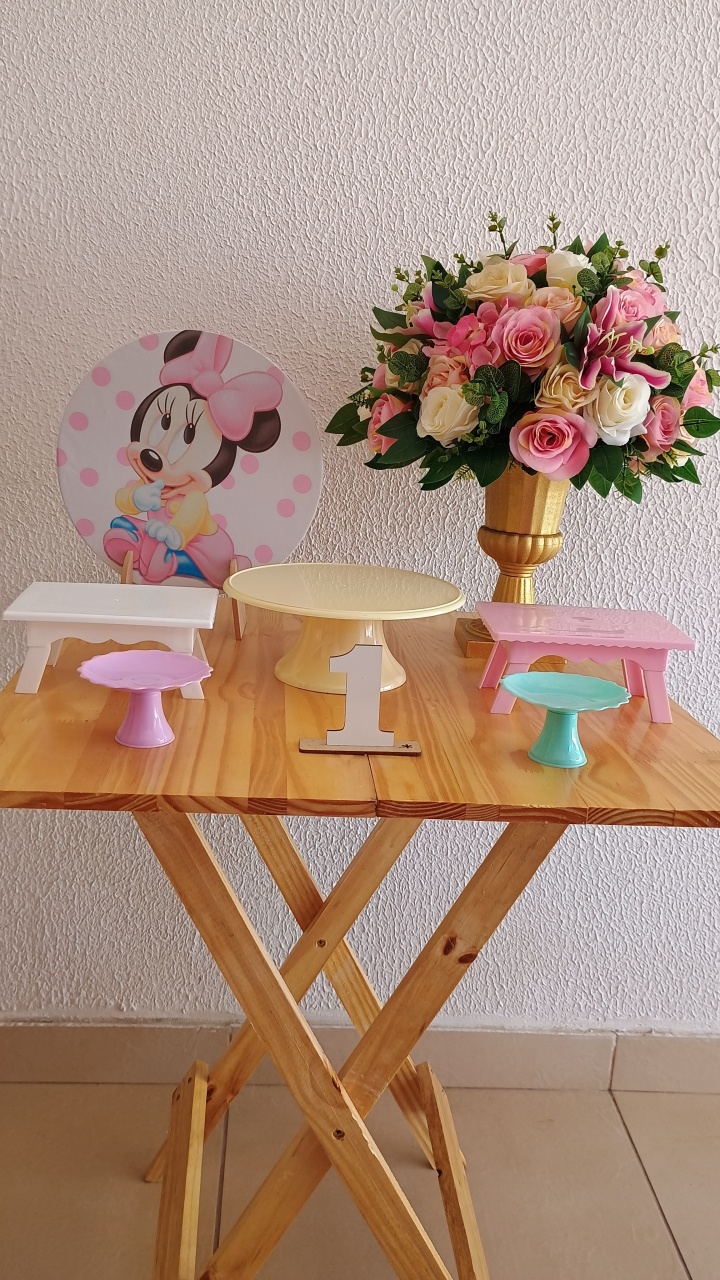 Mini Kit - Festa Na Mesa - Baby Minnie Rosa - Neide Locações pegue e Monte 