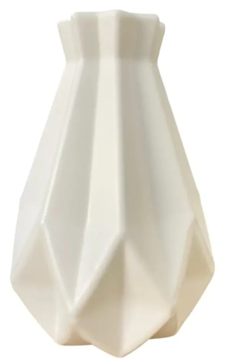 Vaso Decorativo Geométrico Alto Creme Para Arranjo - Neide Locações pegue e Monte 
