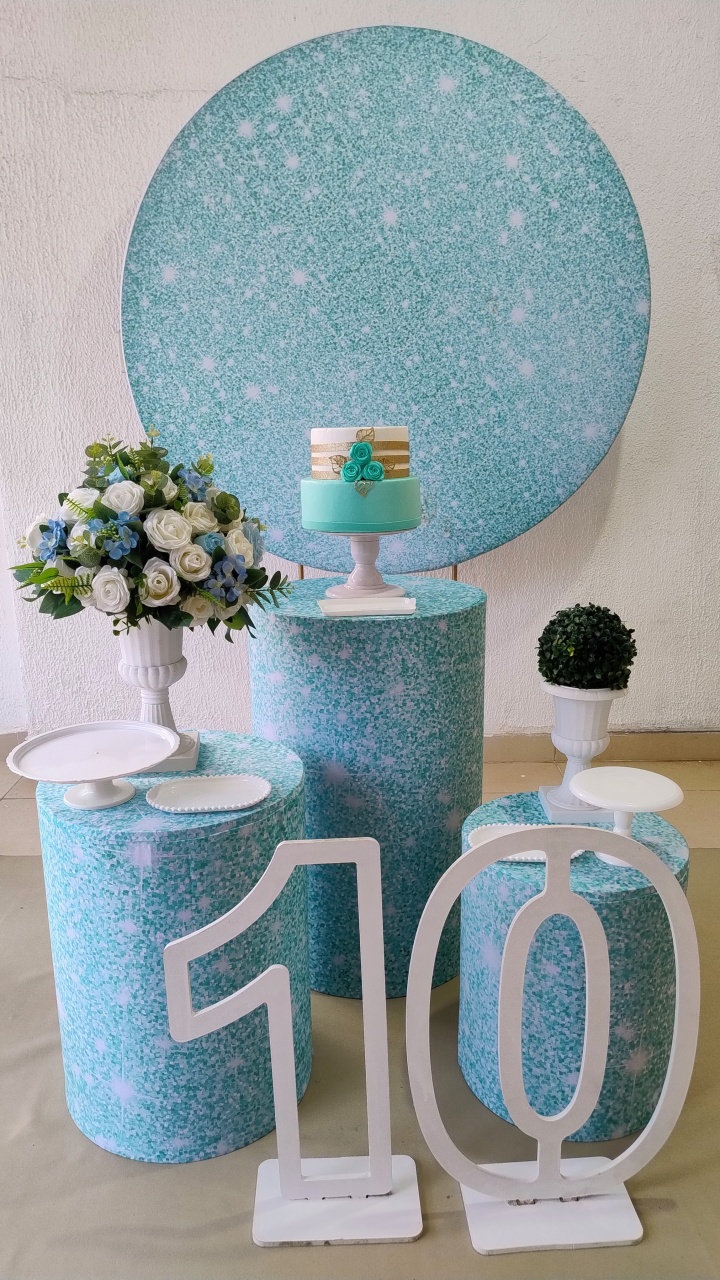 Kit Pegue E Monte Verde Glitter E Branco, Com Número 10 Em Mdf Branco - Clássico - Neide Locações pegue e Monte 