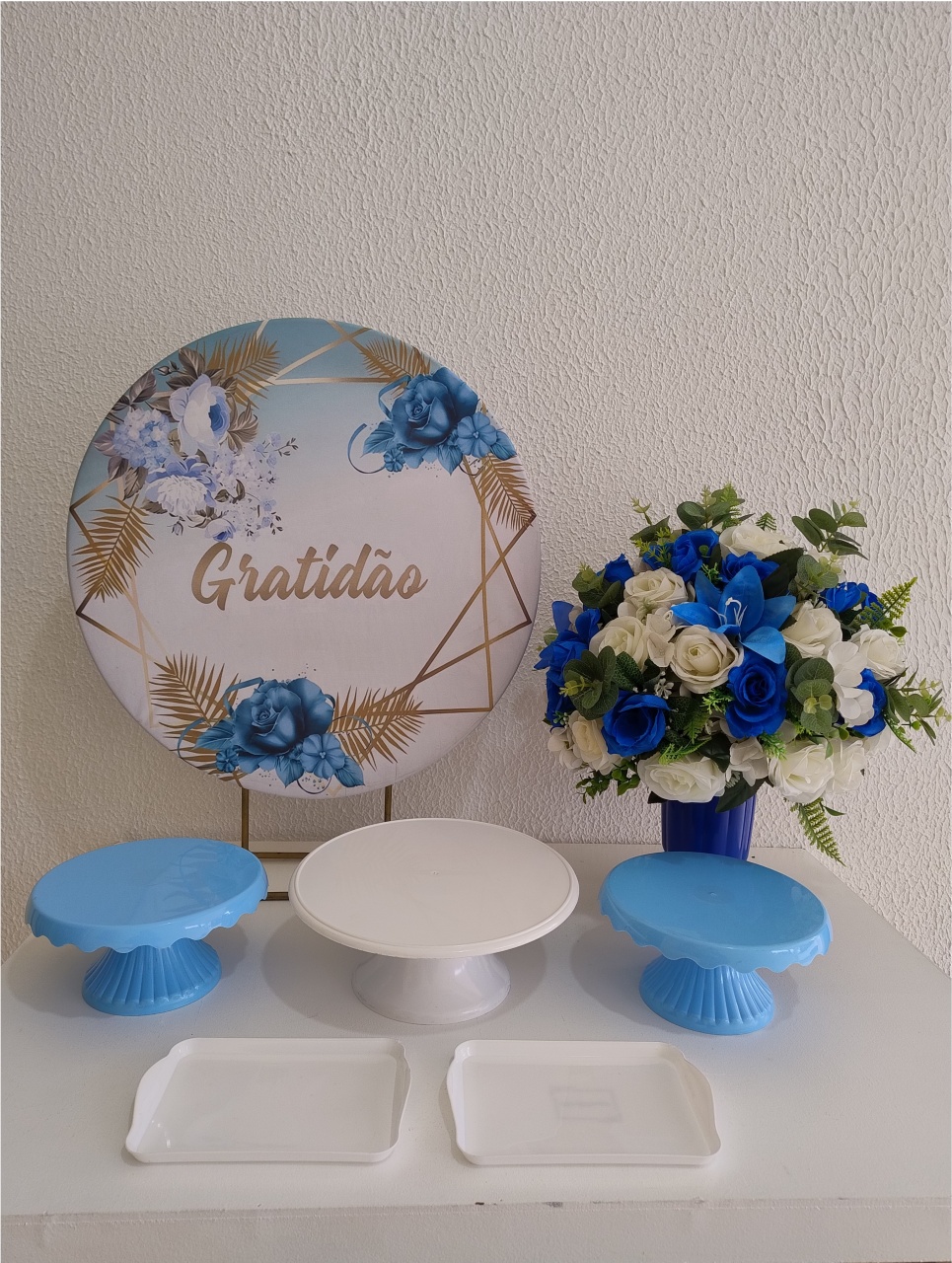 Mini Kit - Festa Na Mesa - Gratidão Azul 4 - Neide Locações pegue e Monte 