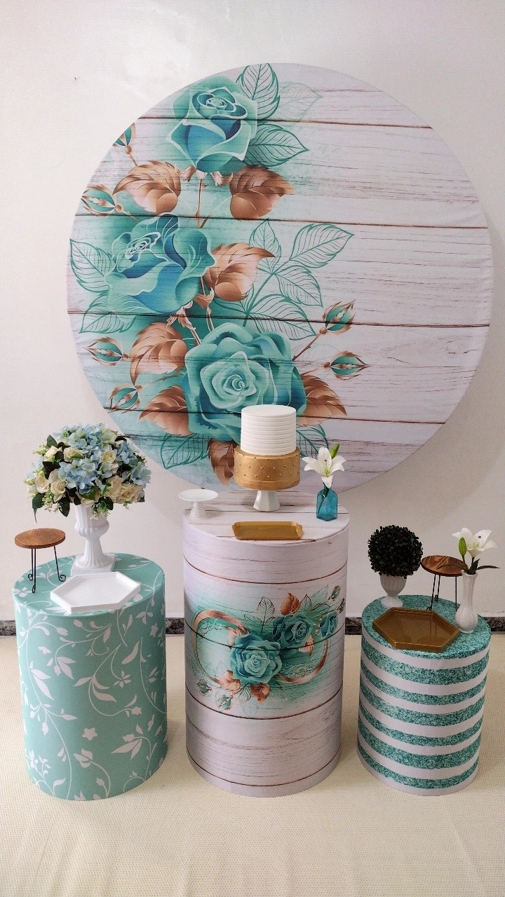 Kit Pegue E Monte Clássico - Floral Azul Tiffany - Casamento Noivado Bodas - Neide Locações pegue e Monte 