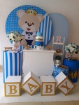 Kit Pegue E Monte Chá de Bebê Menino Urso Realeza Azul Claro Com Cubo Baby - Luxo - imagem 2