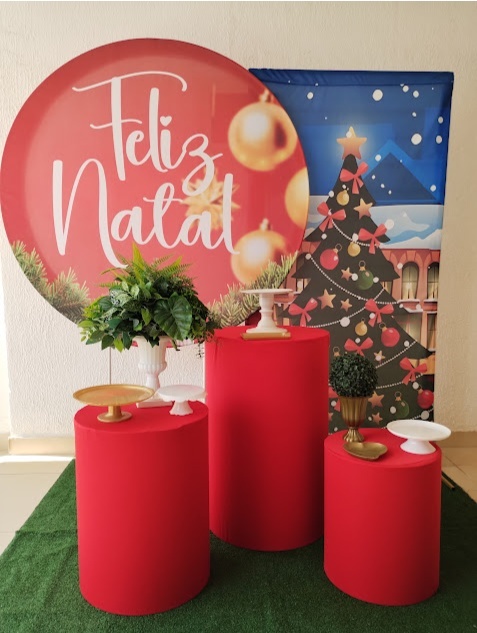 Kit Pegue E Monte Natal Com Painel Romano - Clássico - Neide Locações pegue e Monte 