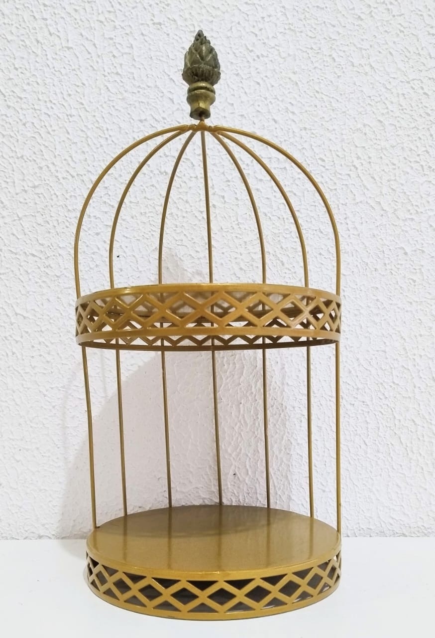 Suporte de Doces 2 Andares Metal Dourado - Neide Locações pegue e Monte 