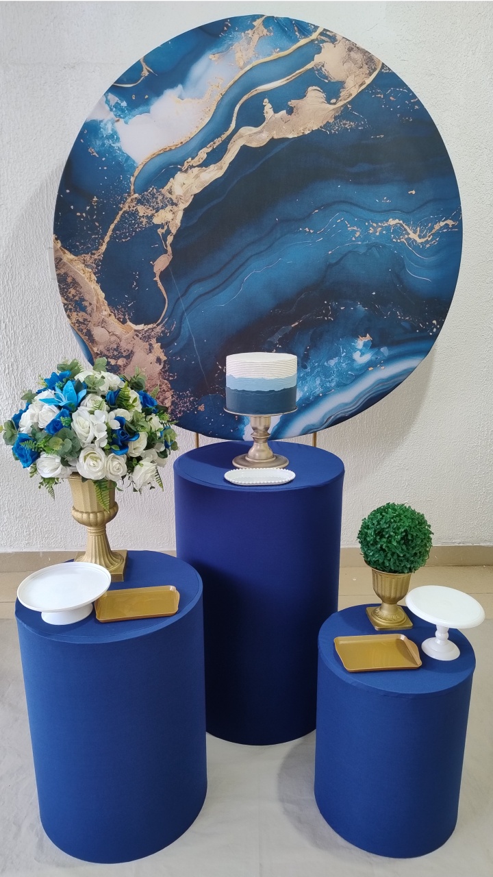 Kit Pegue E Monte Unissex Versão Feminina Efeito Mármore Azul E Dourado - Clássico - Neide Locações pegue e Monte 