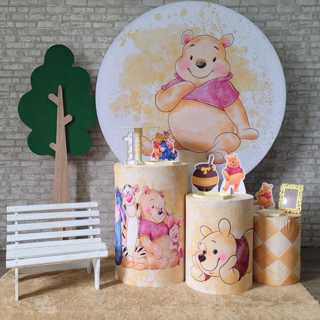 Alugue Tema Para Festa Decoração Ursinho Pooh Tecido ( Modelo 2 ) - Tallentos Decorações 
