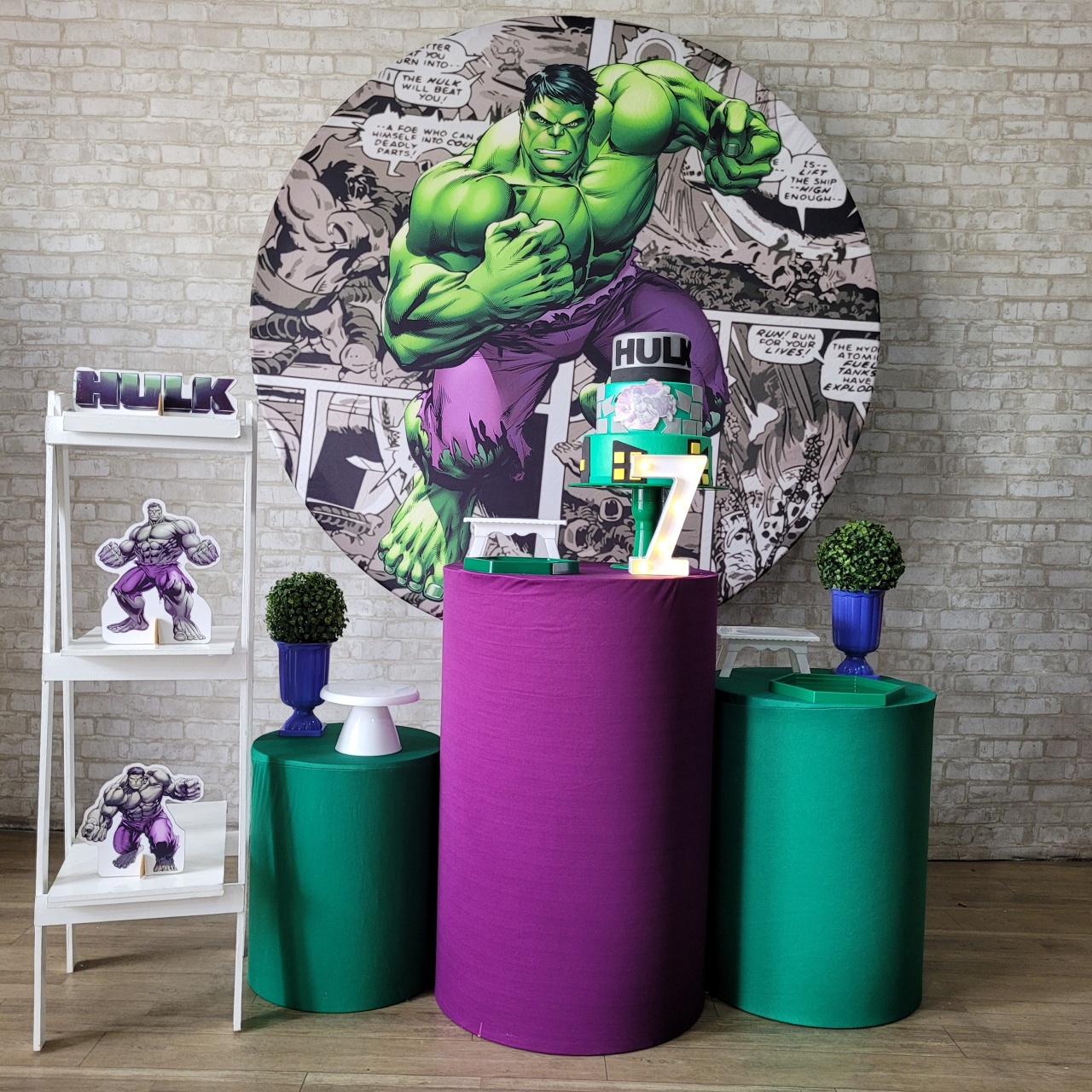 Alugue Tema Para Festa Decoração Hulk Tecido ( Modelo 3 ) - Tallentos Decorações 
