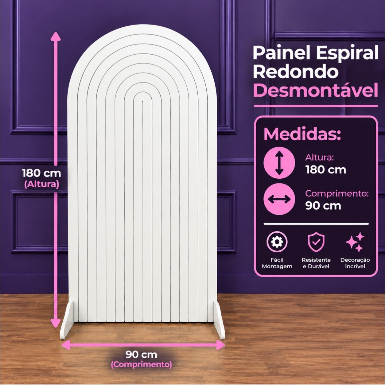 Alugue Painel Romano Aspiral Branco - Tallentos Decorações 