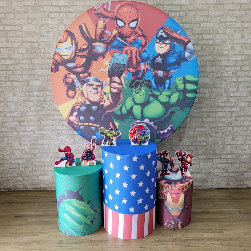 Alugue Tema Para Festa Decoração Vingadores Baby Tecido ( Modelo 1 ) - Tallentos Decorações 