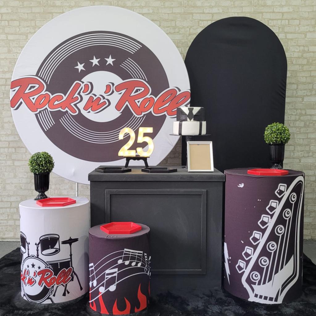 Alugue Tema Para Festa Decoração Rock Roll Tecido ( Modelo 3 ) - Tallentos Decorações 