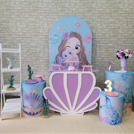 Alugue Tema Para Festa Decoração Sereia Tecido ( Modelo 5) - Tallentos Decorações 