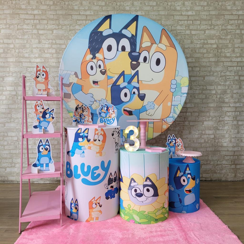 Alugue Tema Para Festa Decoração Bluey Feminino Tecido ( Modelo 1 ) - Tallentos Decorações 