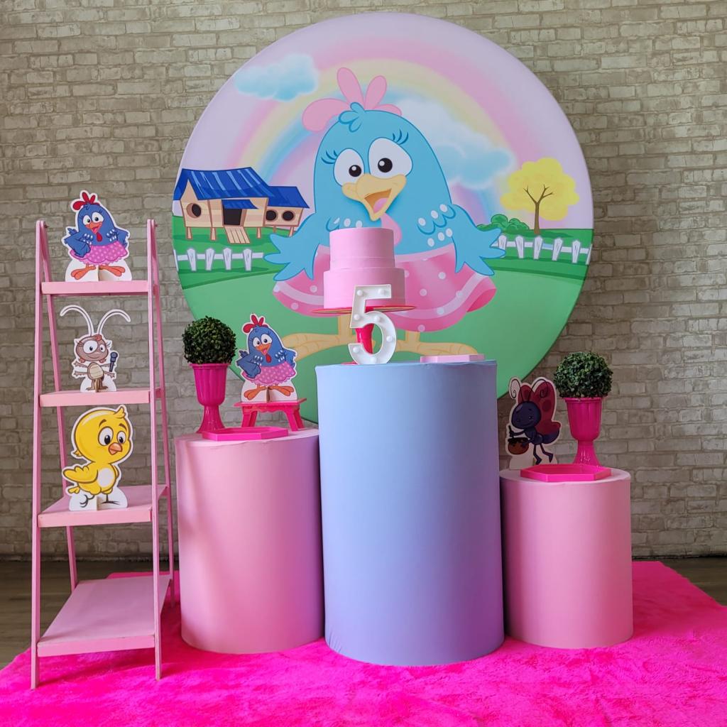 Alugue Tema Para Festa Decoração Galinha Pintadinha Rosa Tecido ( Modelo 3 ) - Tallentos Decorações 