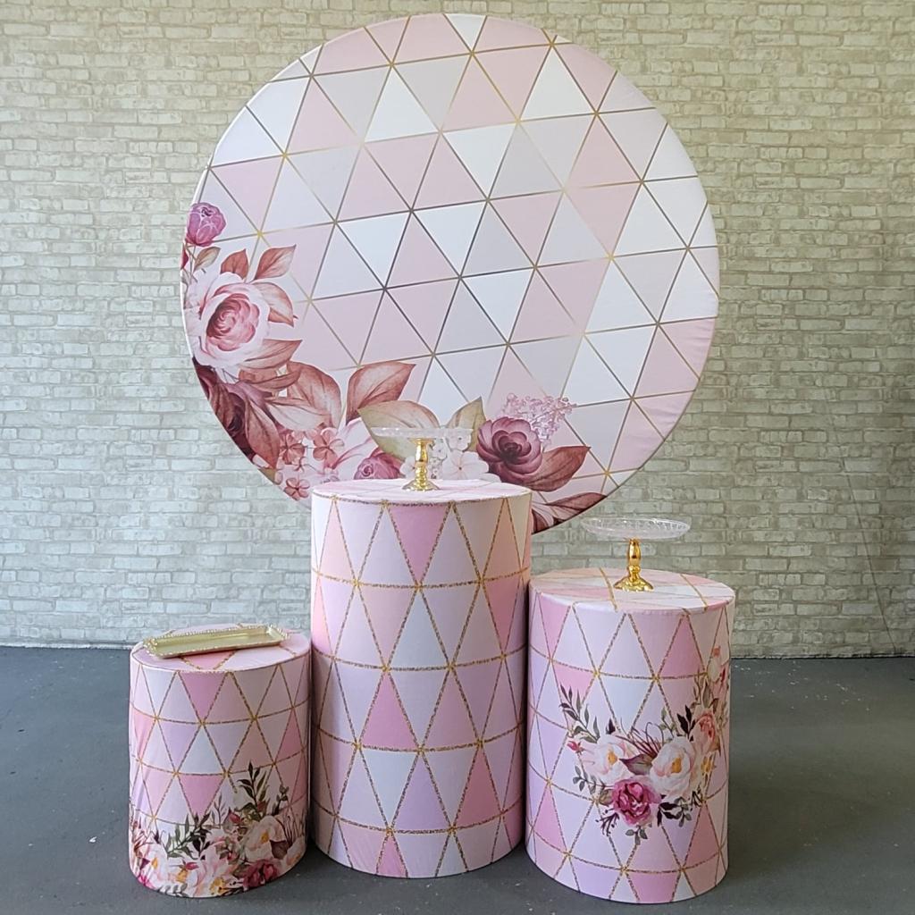 Alugue Tema Para Festa Decoração Flores Rosa Tecido ( Modelo 1 ) - Tallentos Decorações 
