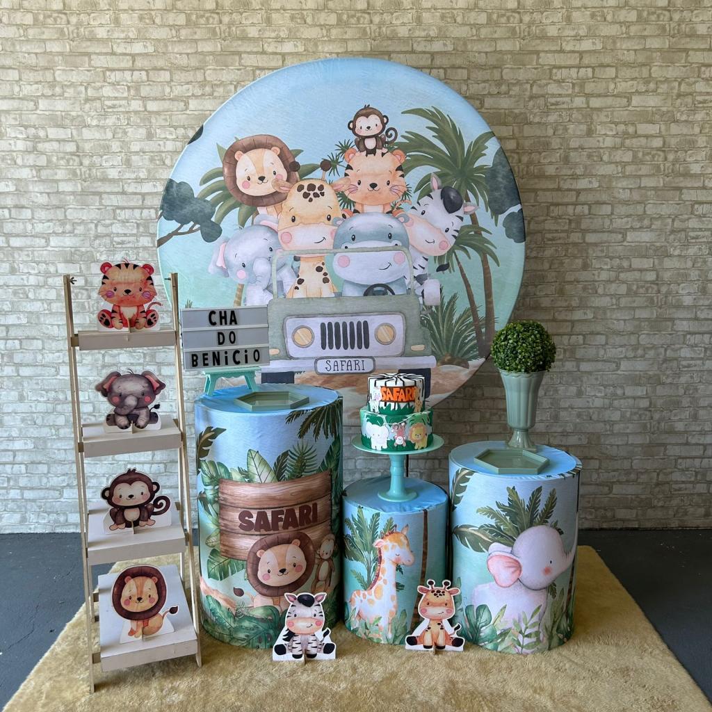 Alugue Tema Para Festa Decoração Safari Tecido ( Modelo 5 ) - Tallentos Decorações 