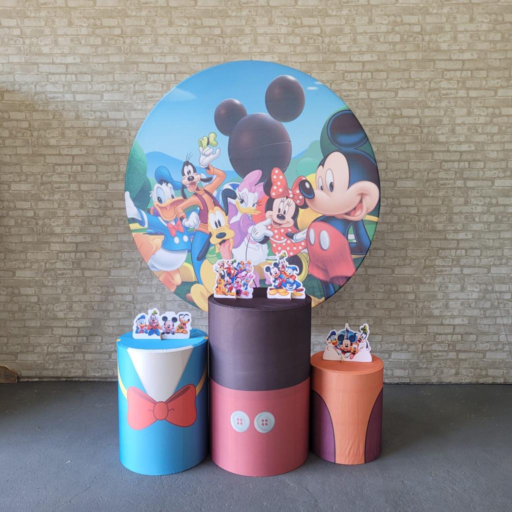 Alugue Tema Para Festa Decoração Mickey E Sua Turma Tecido ( Modelo 1 ) - Tallentos Decorações 