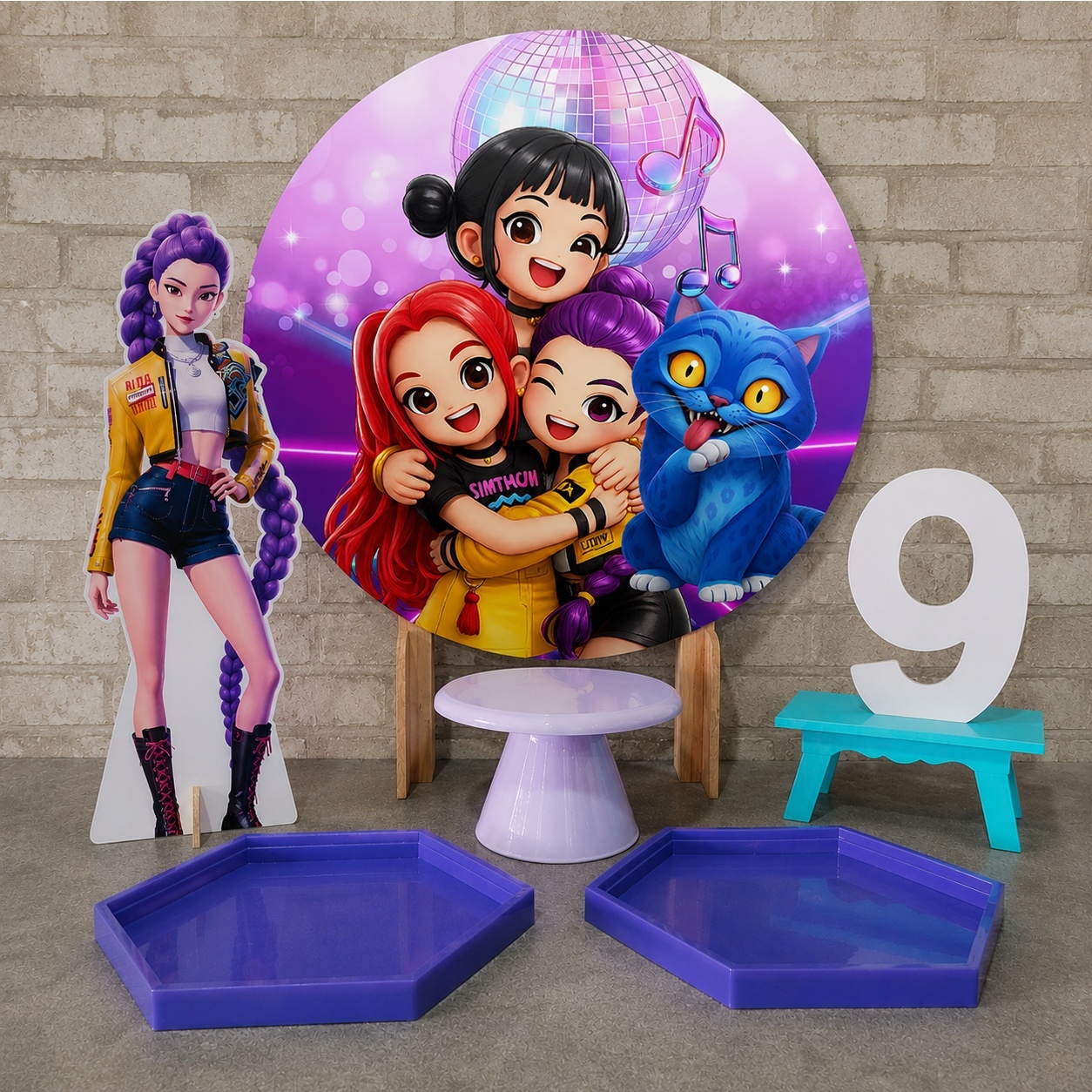 Alugue Tema Para Festa Na Mesa Decoração Guerreiras Do K-Pop ( Modelo 03) - Tallentos Decorações 