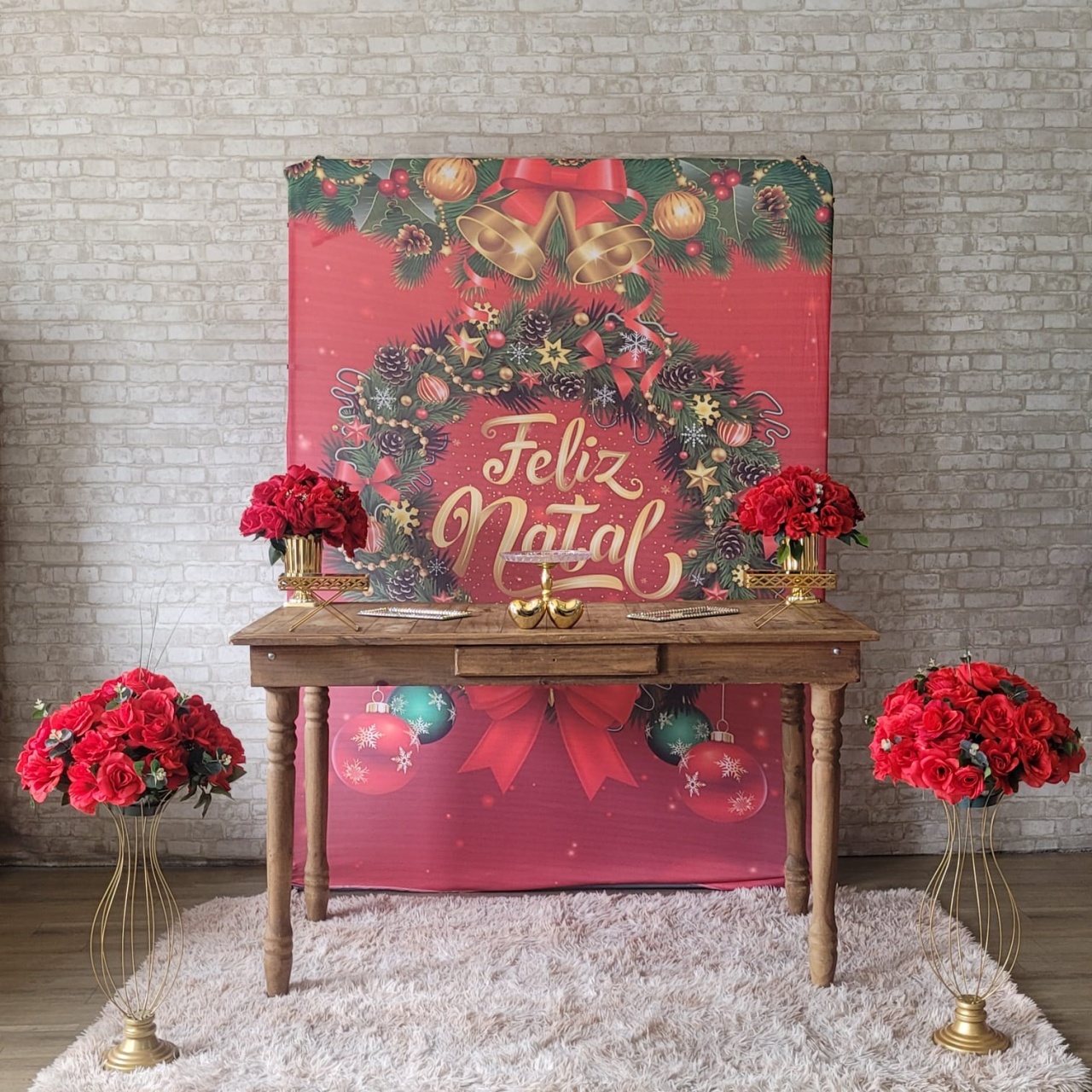 Alugue Tema Para Festa Decoração Natal Tecido ( Modelo 8 ) - Tallentos Decorações 