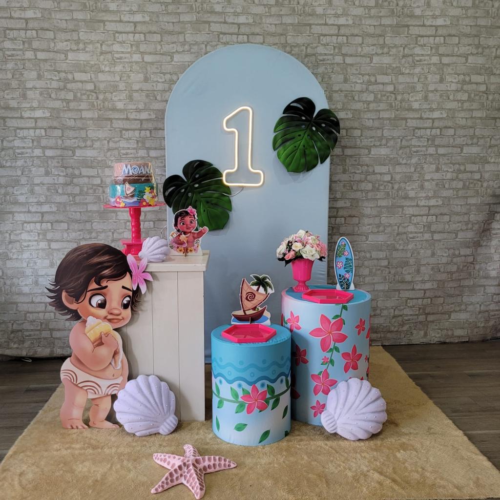 Alugue Tema Para Festa Decoração Moana Baby Tecido ( Modelo 4 ) - Tallentos Decorações 