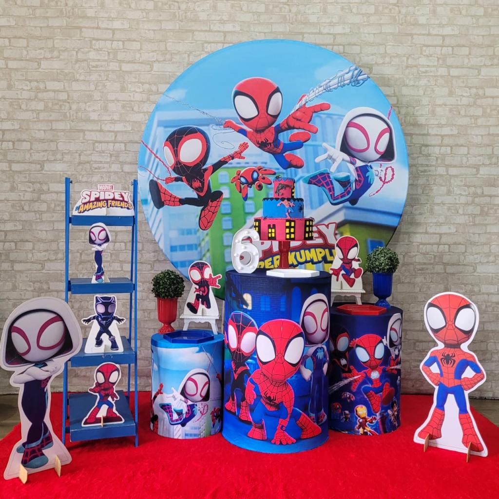 Alugue Tema Para Festa Decoração Spidey E Seus Amigos Tecido ( Modelo 2 ) - Tallentos Decorações 