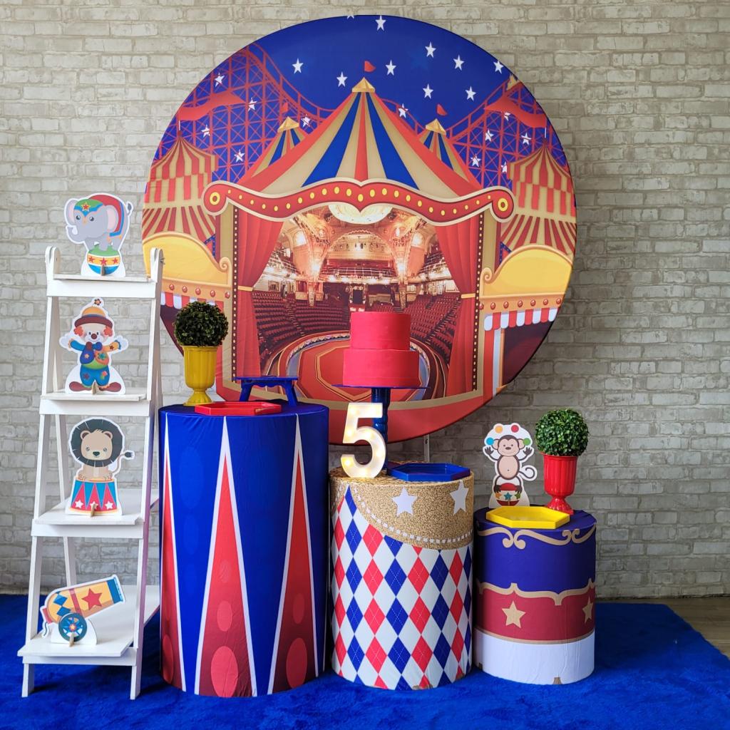 Alugue Tema Para Festa Decoração Circo Tecido ( Modelo 2 ) - Tallentos Decorações 
