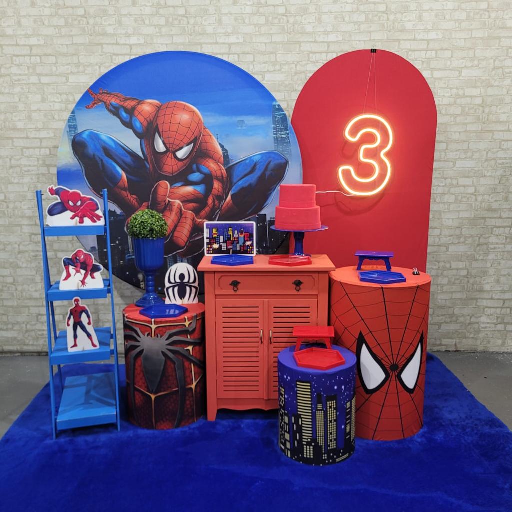 Alugue Tema Para Festa Decoração Homem Aranha Tecido ( Modelo 3 ) - Tallentos Decorações 