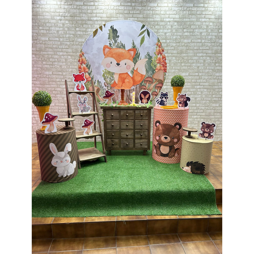 Alugue Tema Para Festa Decoração Bosque Encantado Tecido ( Modelo 3 ) - Tallentos Decorações 