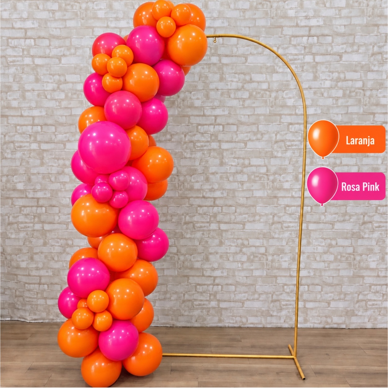 Arco de Balão Pronto Com 2 Metros Laranja E Rosa Pink - Tallentos Decorações 