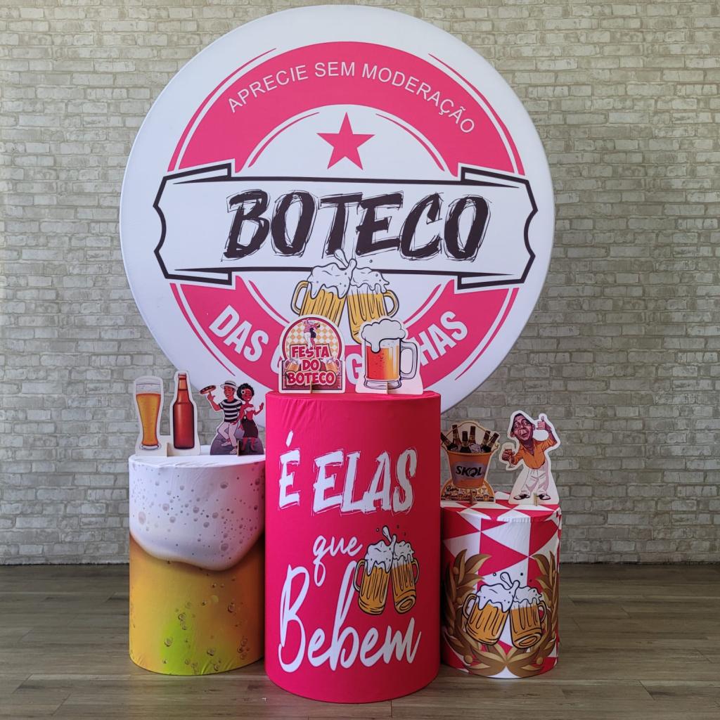 Alugue Tema Para Festa Decoração Boteco Rosa Tecido ( Modelo 1 ) - Tallentos Decorações 