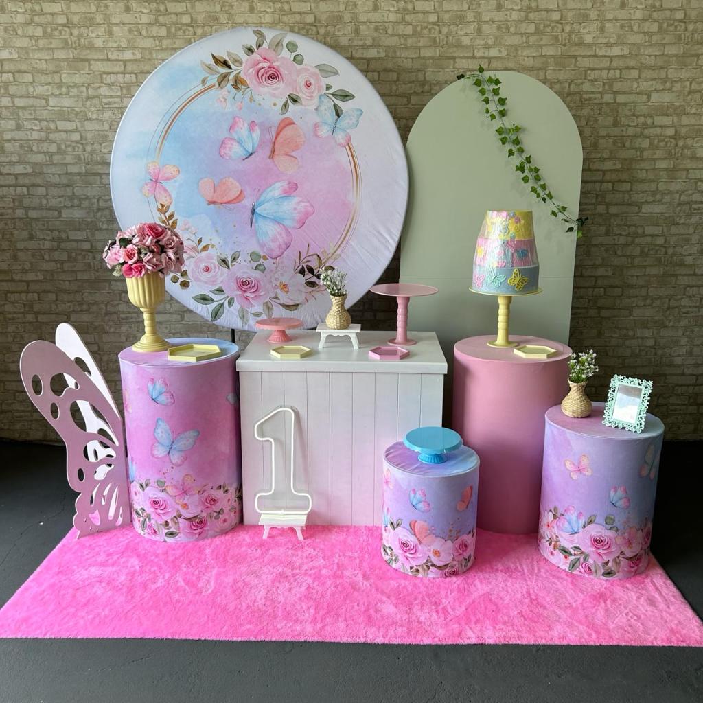 Alugue Tema Para Festa Decoração Jardim das Borboletas Tecido ( Modelo 3 ) - Tallentos Decorações 