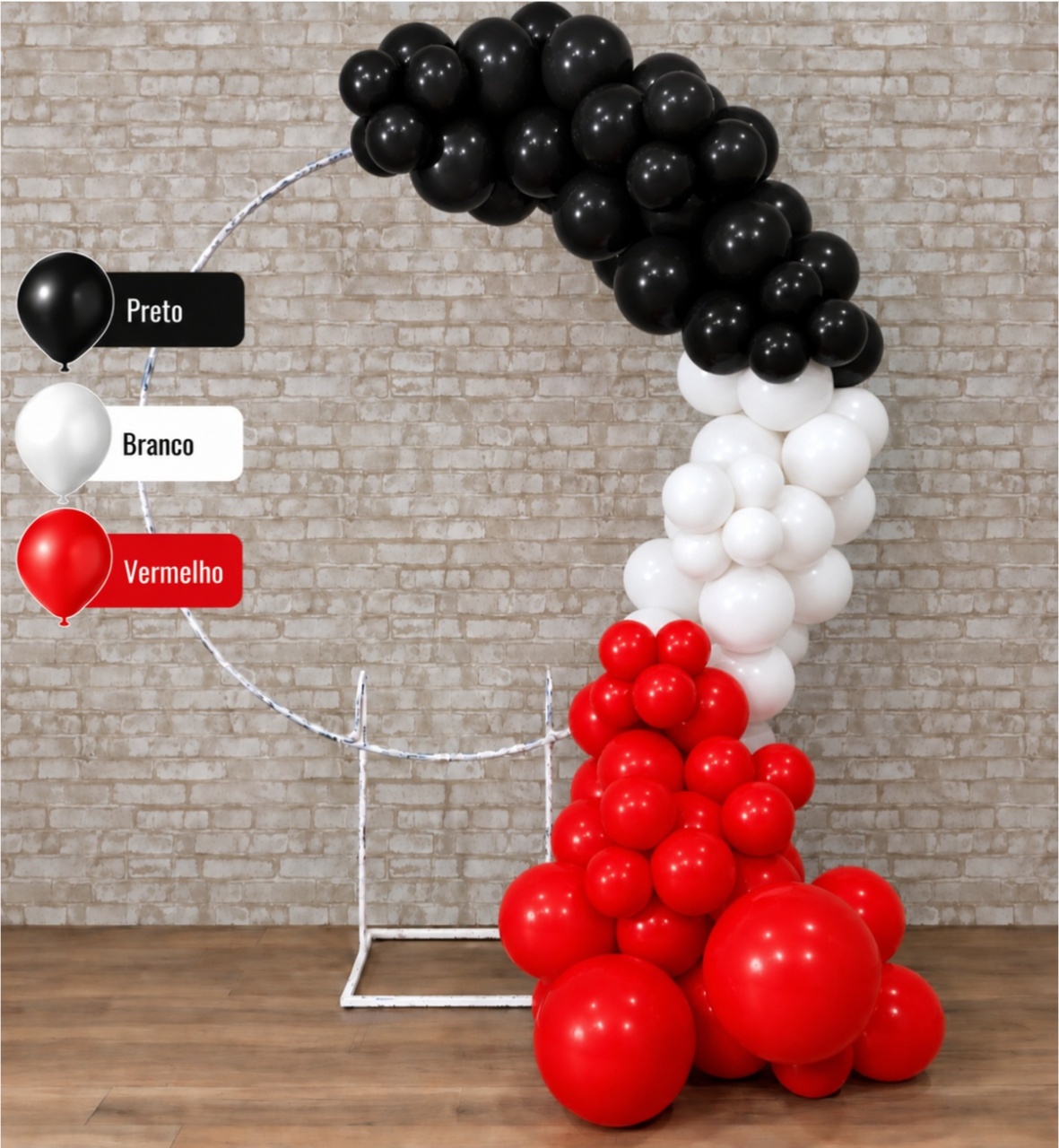 Arco de Balão Pronto Com 3 Metros Inspirado Time Futebol São Paulo - Tallentos Decorações 