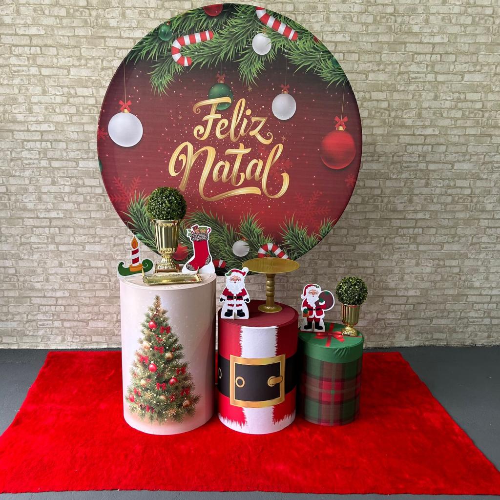 Alugue Tema Para Festa Decoração Natal Tecido ( Modelo 3 ) - Tallentos Decorações 